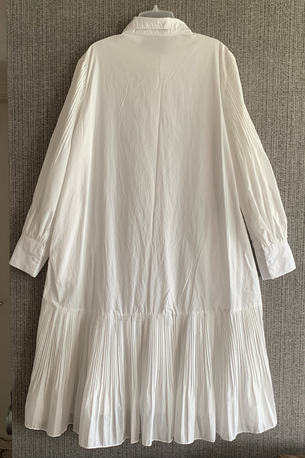막스 까르띠지오 소매 밑단 플리츠 셔츠 롱 원피스 화이트 면 100% 상품이미지4