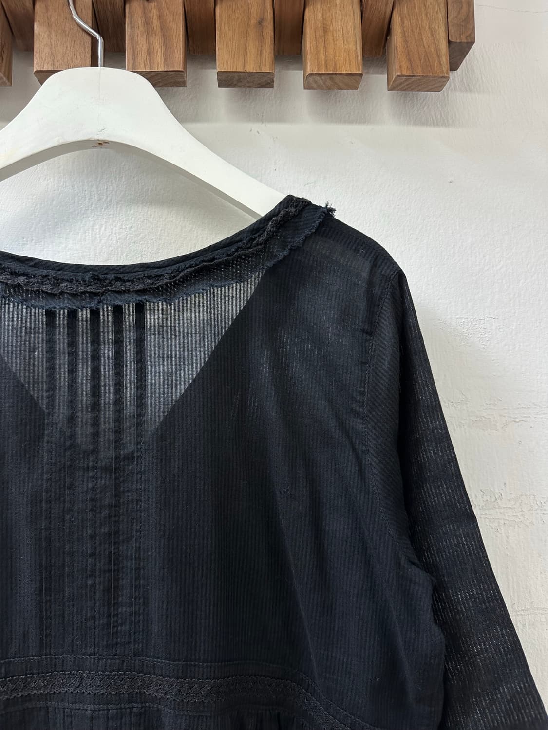 일본빈티지 코튼 100% 시어 오픈 블라우스 상품이미지5