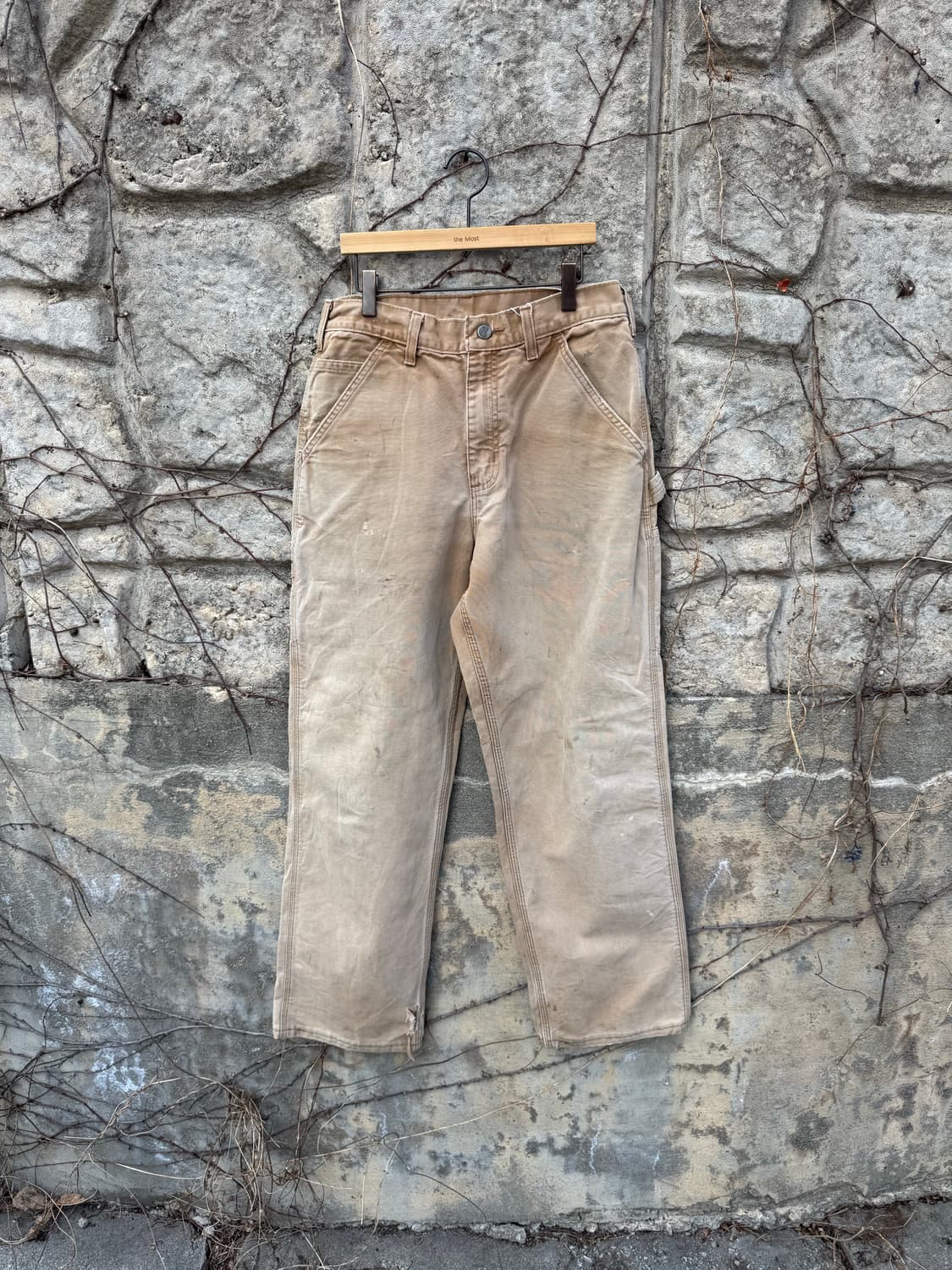 칼하트 빈티지 b11 brn 베이지 하드페이딩 싱글니 카펜터 워크 팬츠 상품이미지1