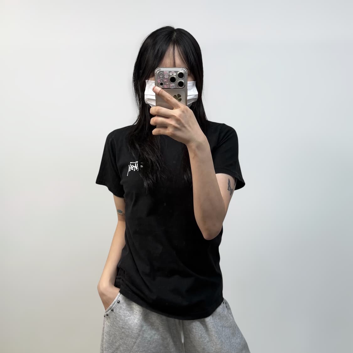 스투시 베이직 로고 반팔티 블랙 상품이미지1