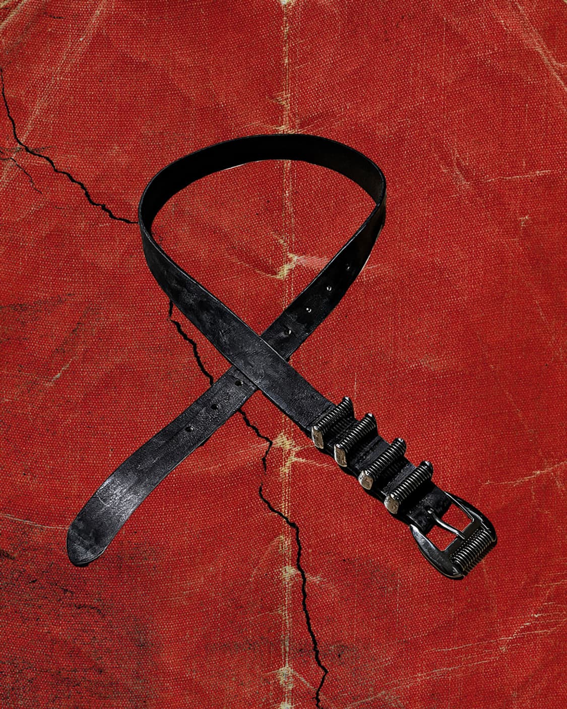 Japanese 90s 포 체인 링 버클 워싱 레더 벨트 상품이미지1