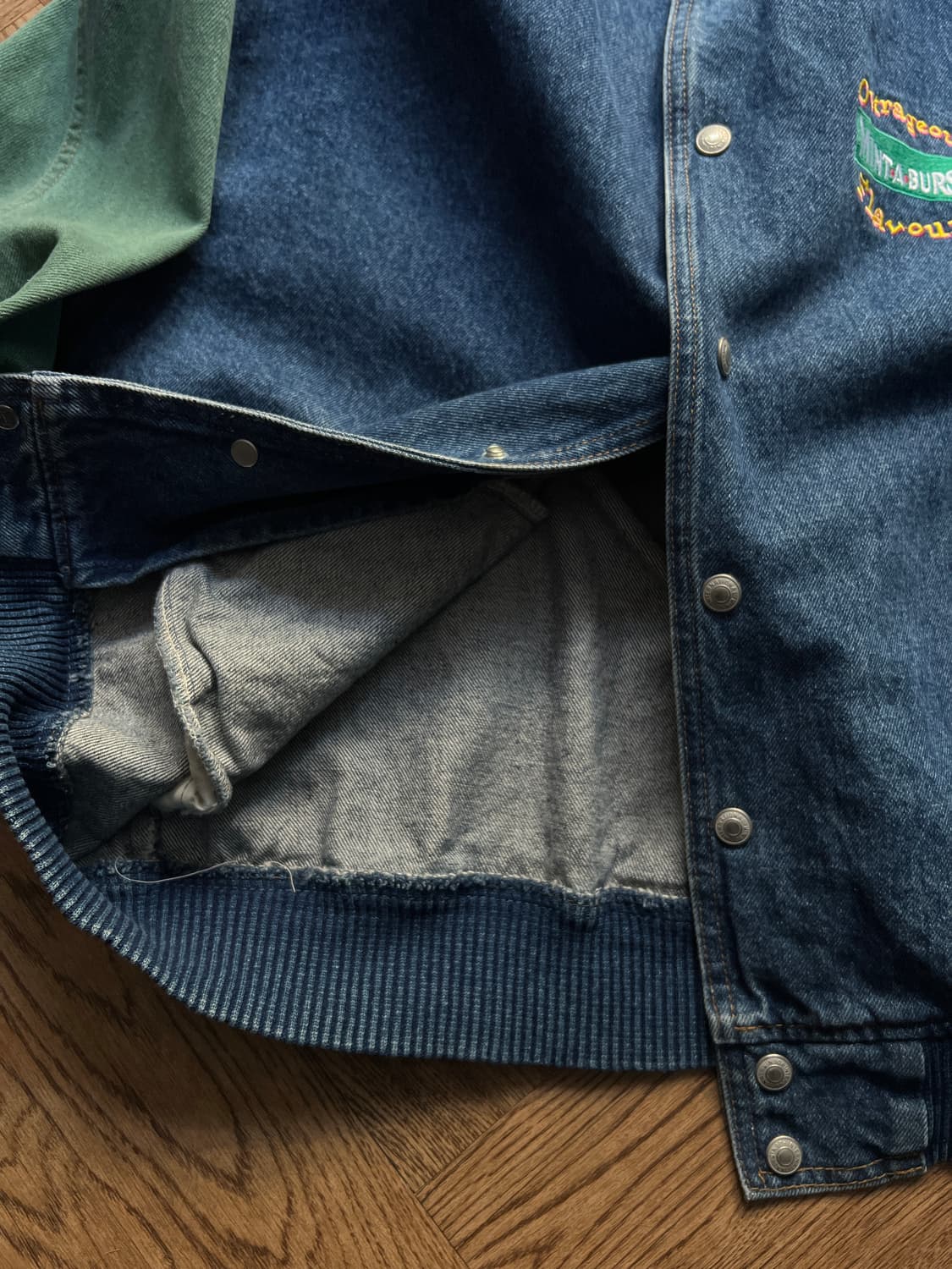 [M]USA 빈티지 MINT A BURST 데님 바시티 자켓 상품이미지6