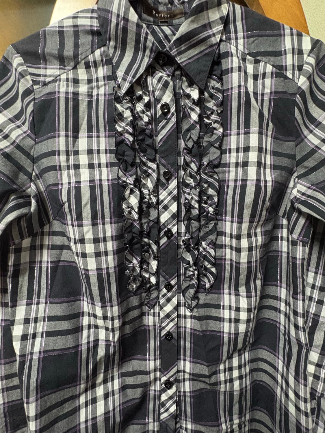 퍼플 프릴 셔츠 상품이미지2