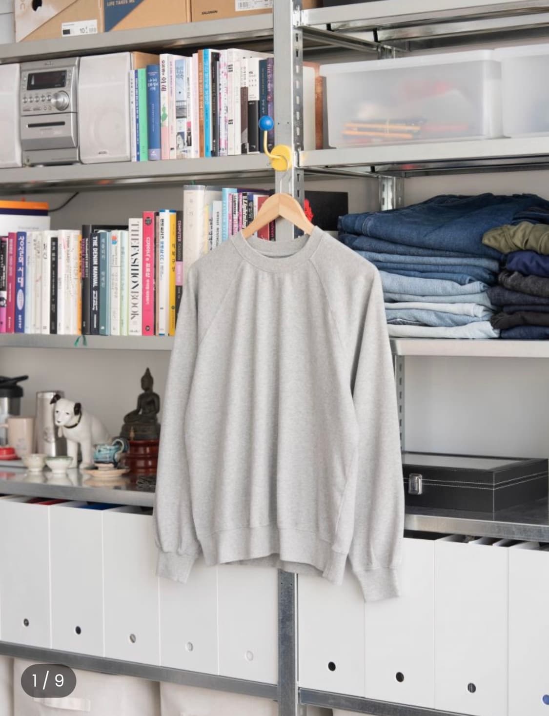 에브리원 빈티지 라이트웨이트 래글런 크루넥 솔리드 그레이 상품이미지1