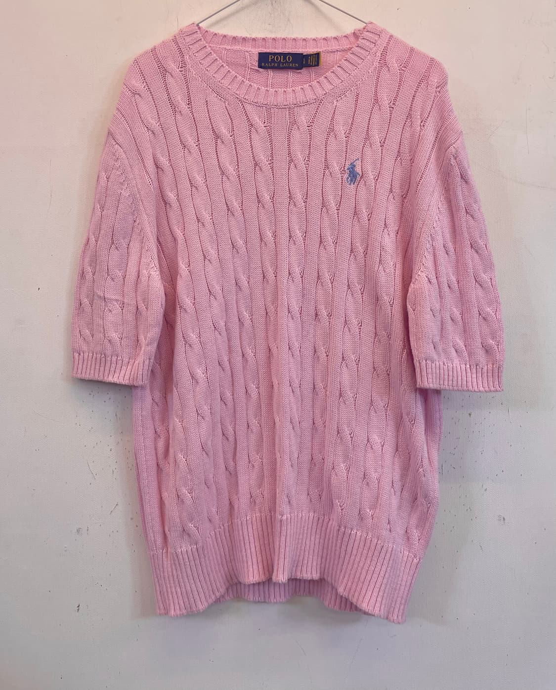 폴로랄프로렌 핑크 반팔니트 L 폴로케이블반팔니트 폴로꽈배기니트 상품이미지1