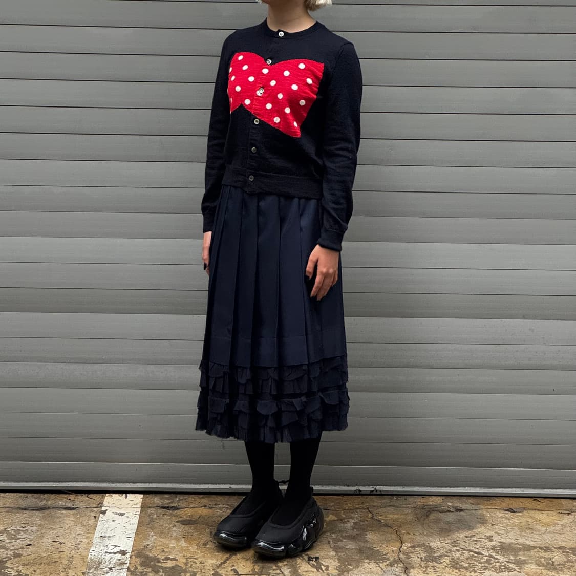 Ruffled Pleated Navy Skirt 상품이미지7