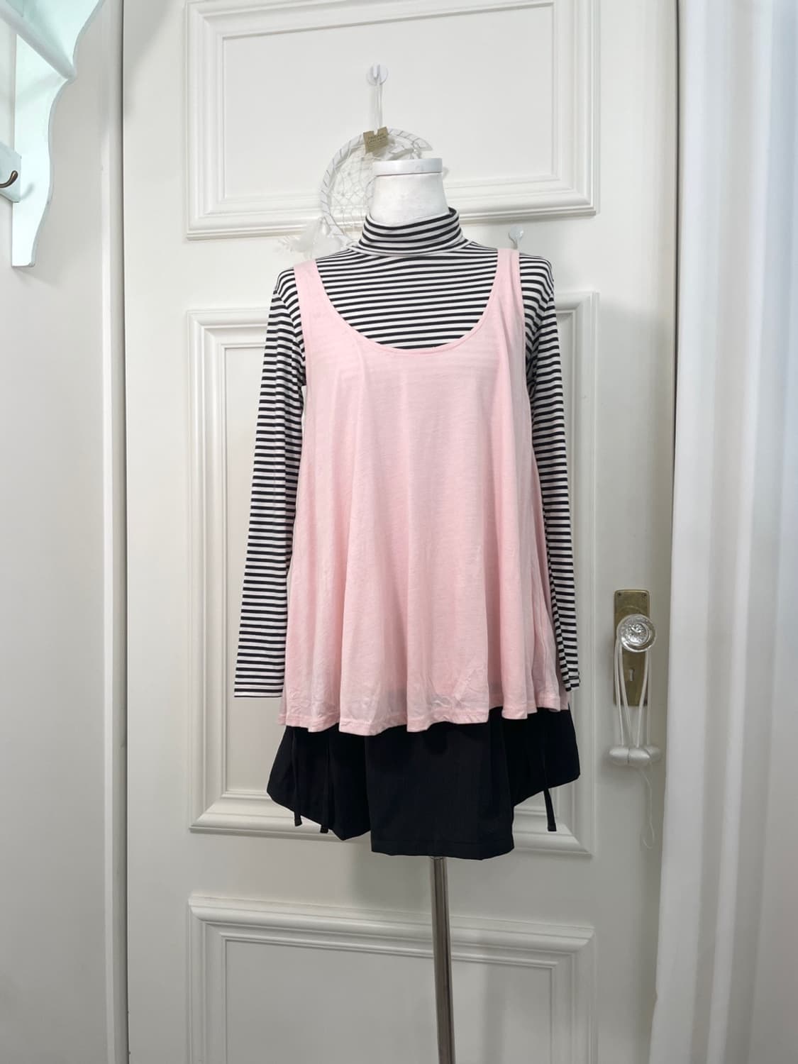 black bow pleats banding mini skirt 상품이미지6