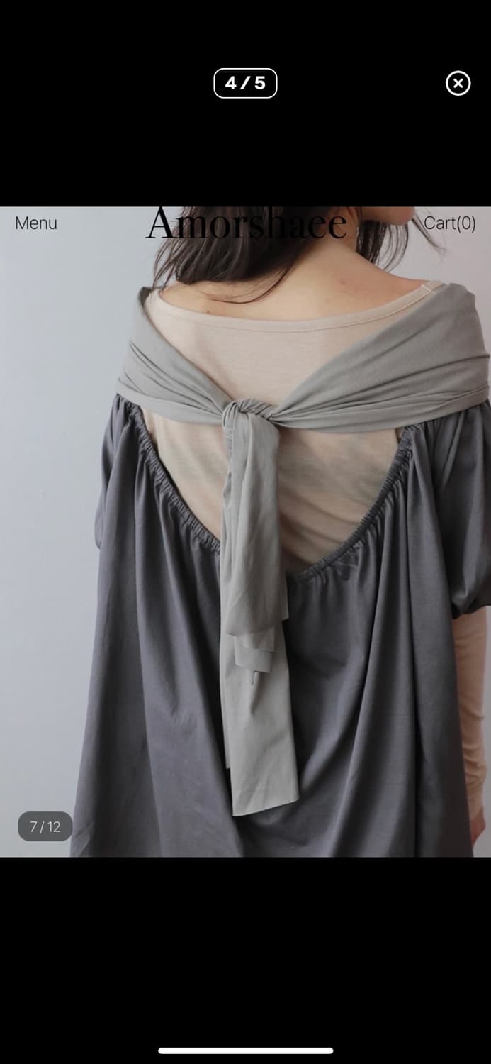 amorshae 아모르샤이 백 리본 탑 그레이 상품이미지3