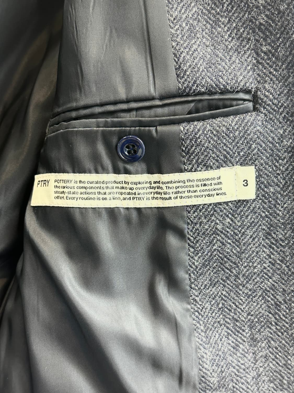 포터리 쉐틀랜드 울 싱글 브레스티드 자켓 (차콜네이비/새상품, 3) 상품이미지7