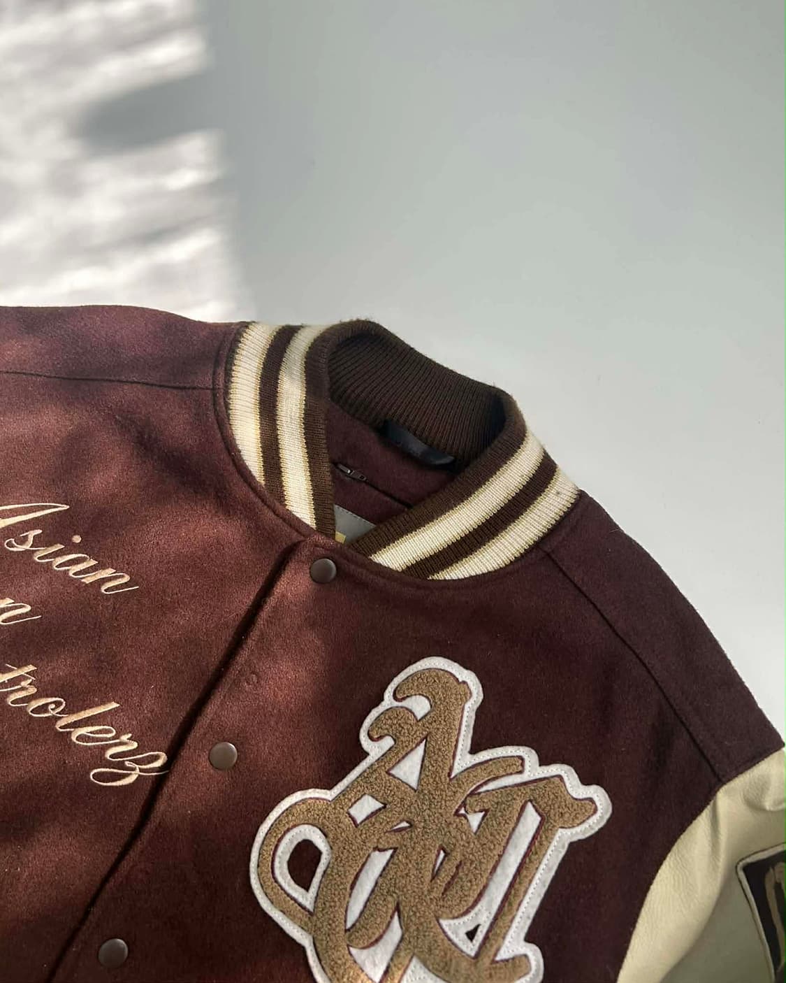 [L] ACC 일제 가죽 브라운 바시티 자켓 점퍼 상품이미지6