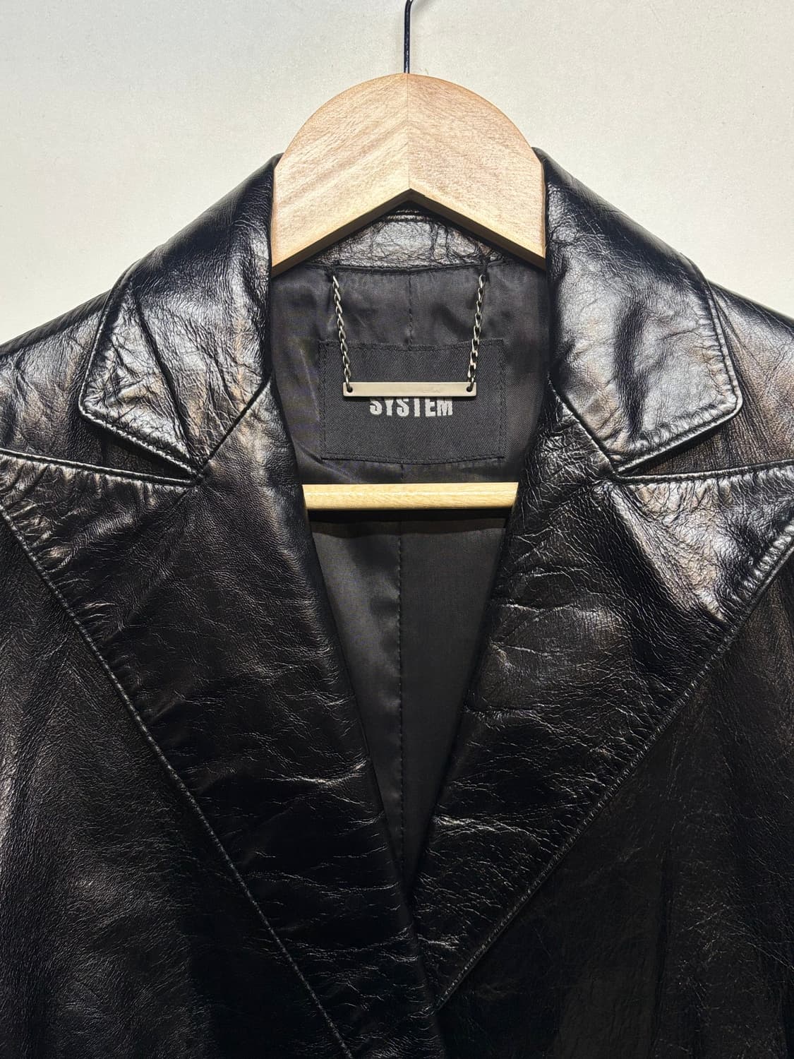SYSTEM 블랙 레더 코트 상품이미지5