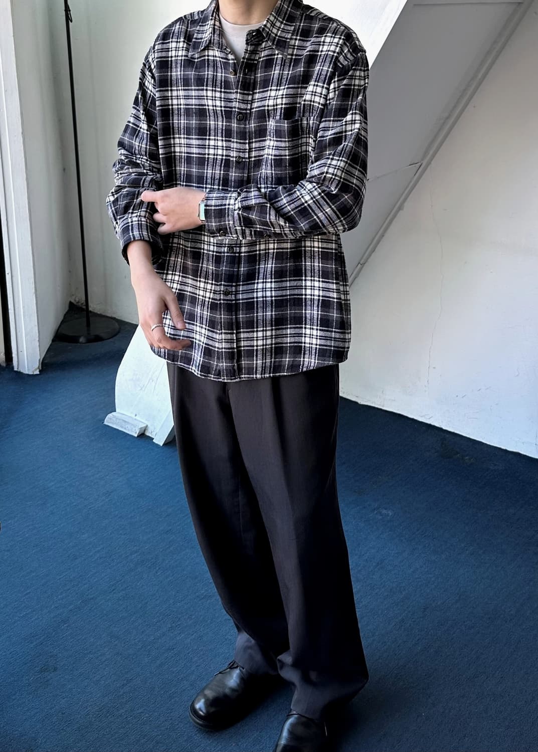 Brushed cotton nel check shirt 상품이미지10