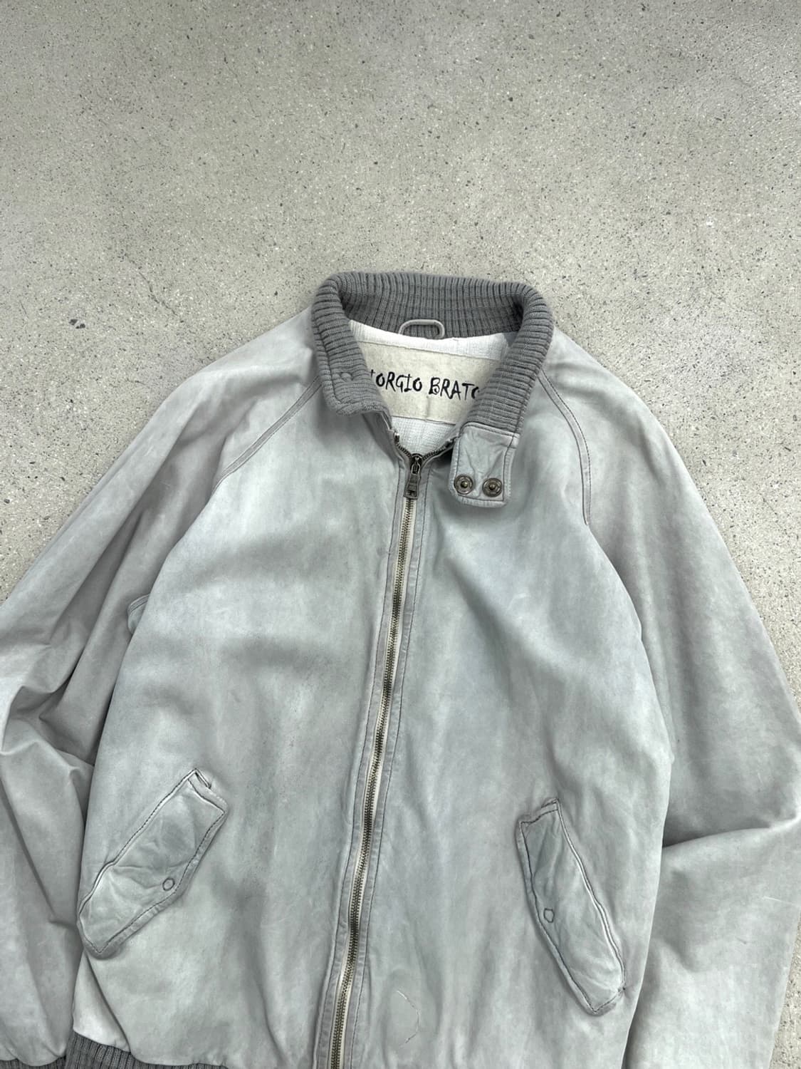 조르지오 브라토 워시드 레더 봄버 자켓 상품이미지4