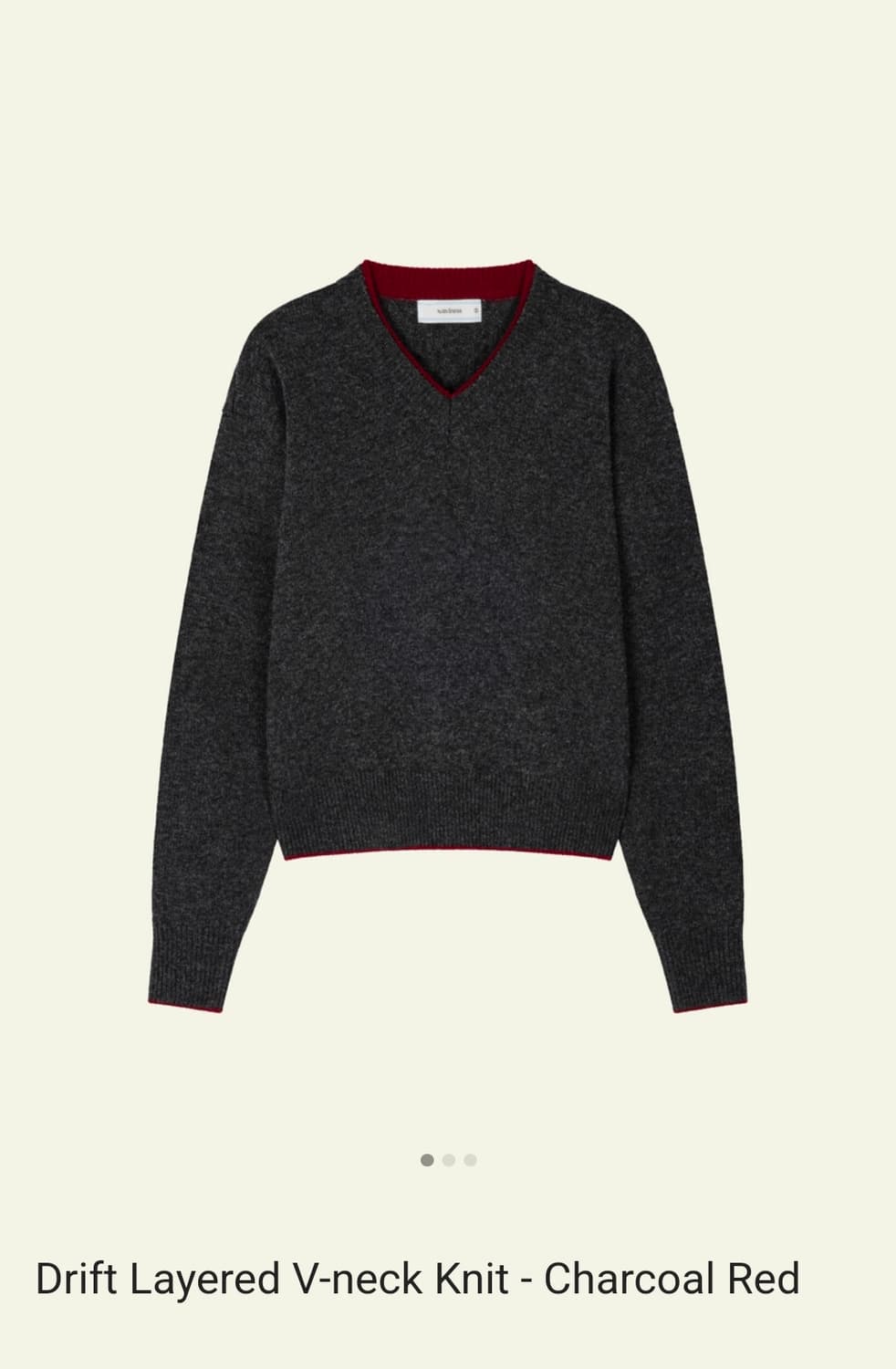 Waviness 웨이비니스 차콜 레드 V(브이넥)넥 니트 상품이미지1