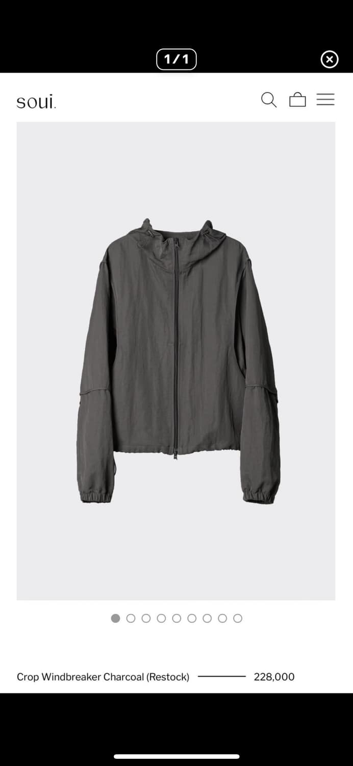 (3) 해칭룸 크롭 윈드브레이커 차콜 상품이미지1