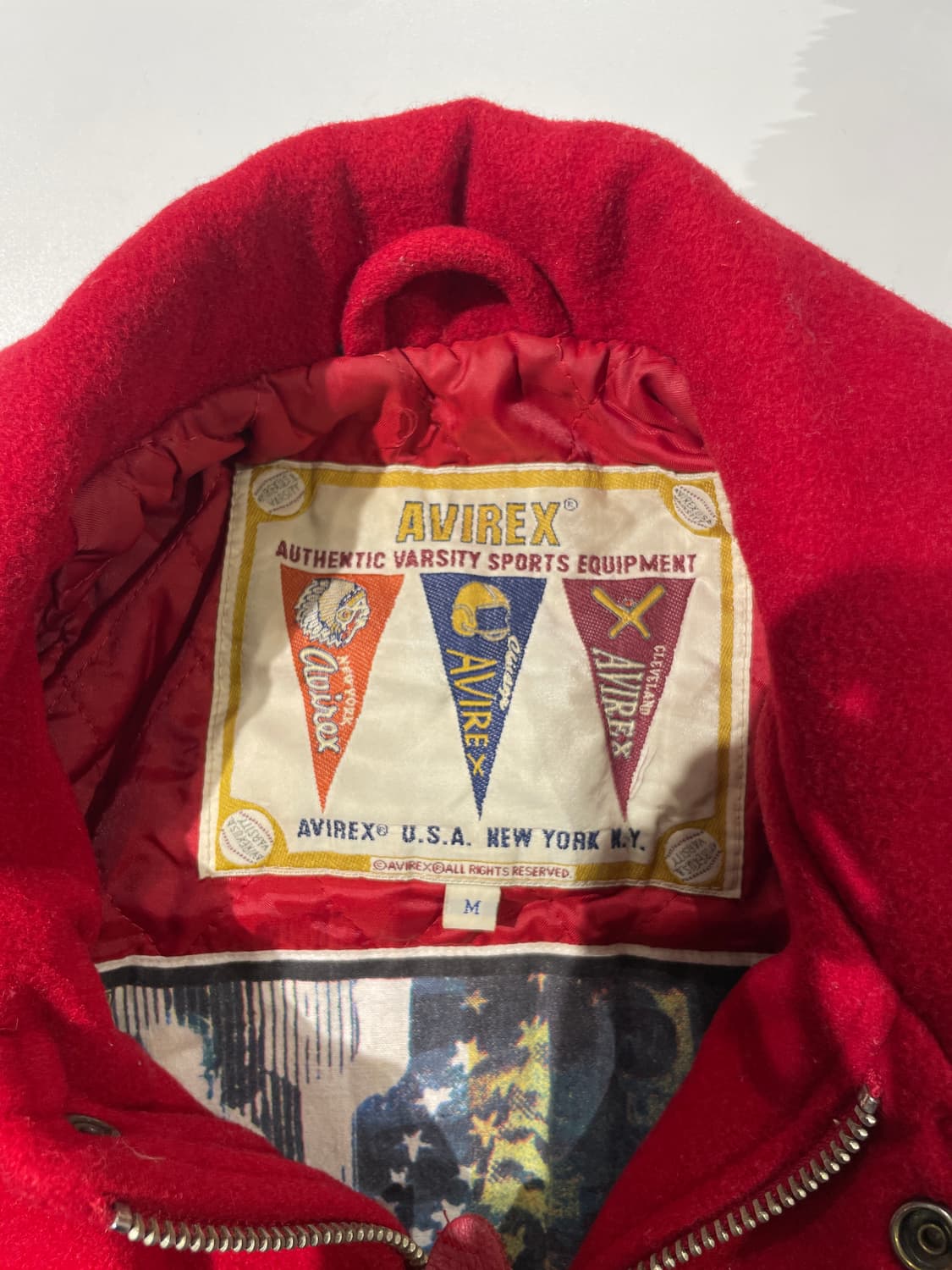 아비렉스 레드 usa 앰블럼 봄버 핏 울 바시티 자켓 상품이미지7