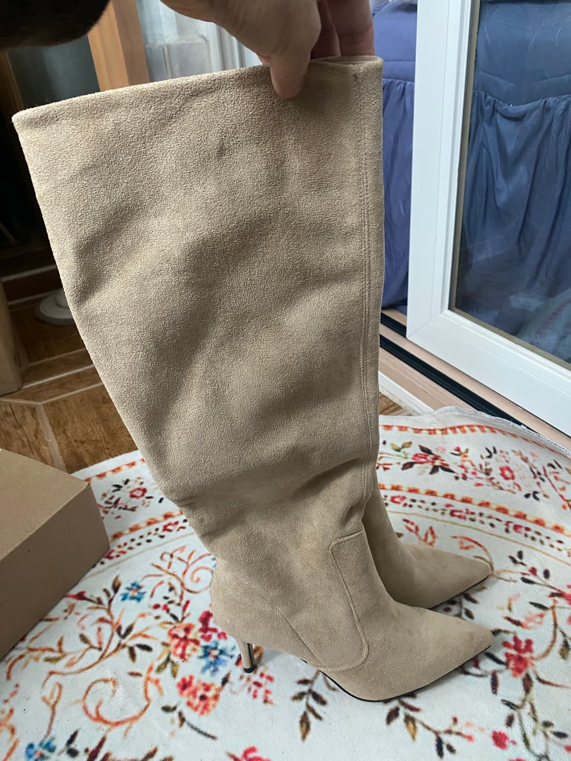 베이지 스웨이드 롱부츠 235mm 상품이미지3