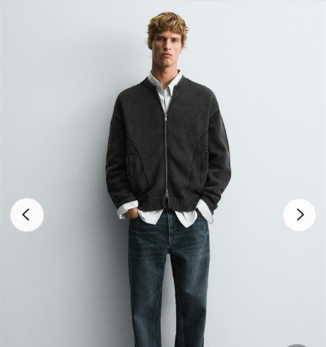 구매) 자라 워싱 니트 봄버 자켓 보머 자켓 상품이미지2