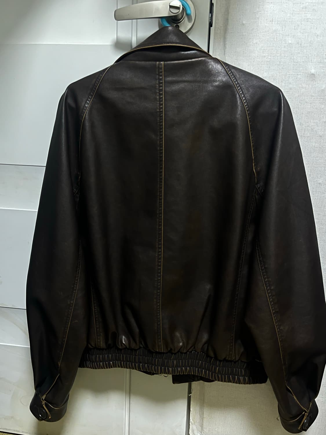 파르티멘토 워시드 레더 보머 자켓 브라운 M 상품이미지3