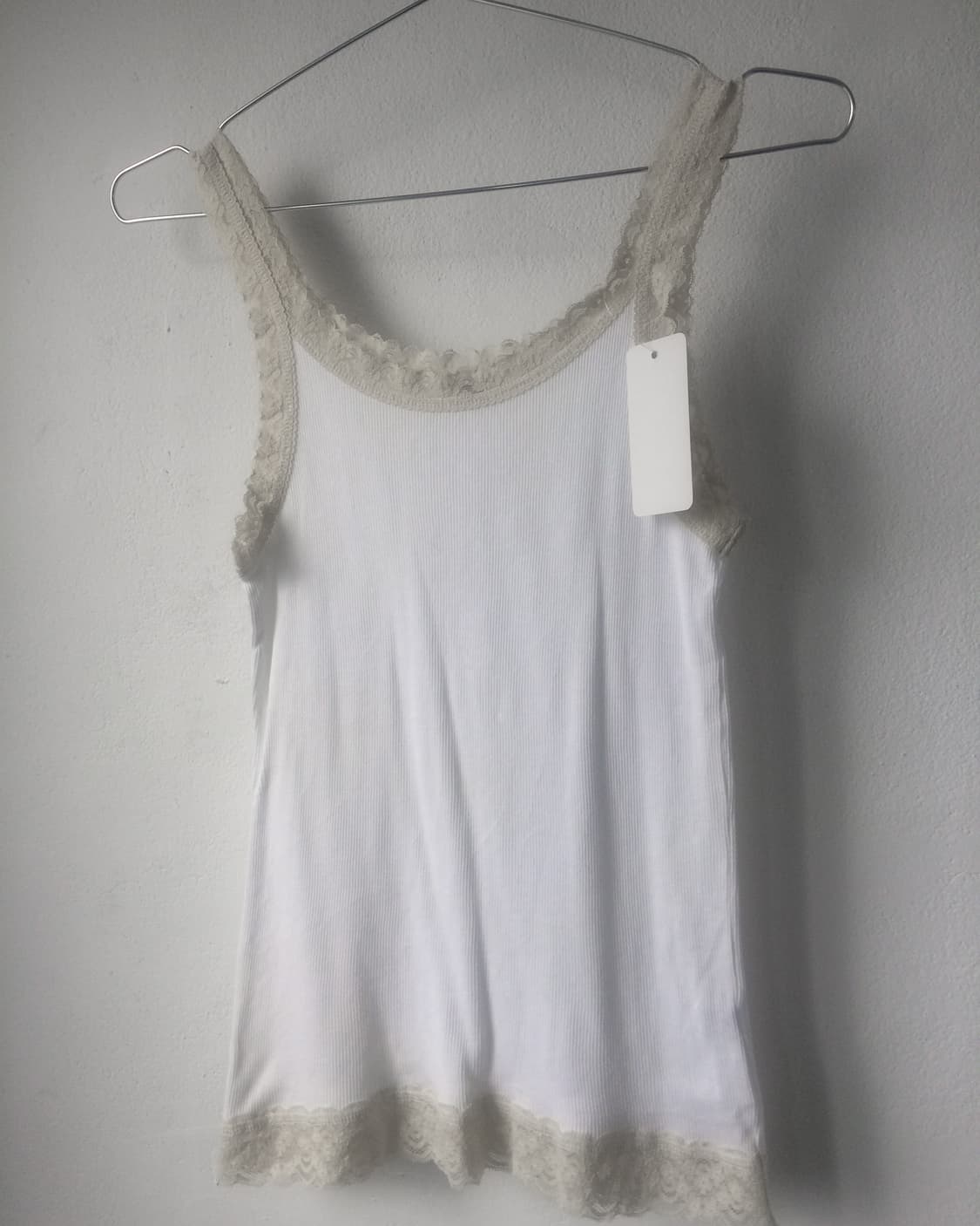 Lace trimming ribbed sleeveless 상품이미지3