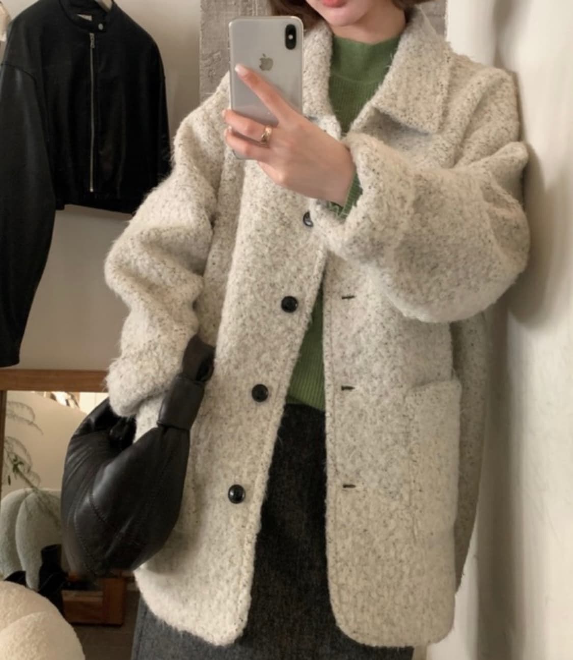 [효나스] 양모 하프자켓 코트 상품이미지2