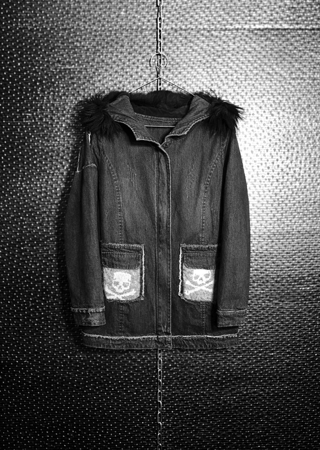 스컬 후드 데님 파카 상품이미지1