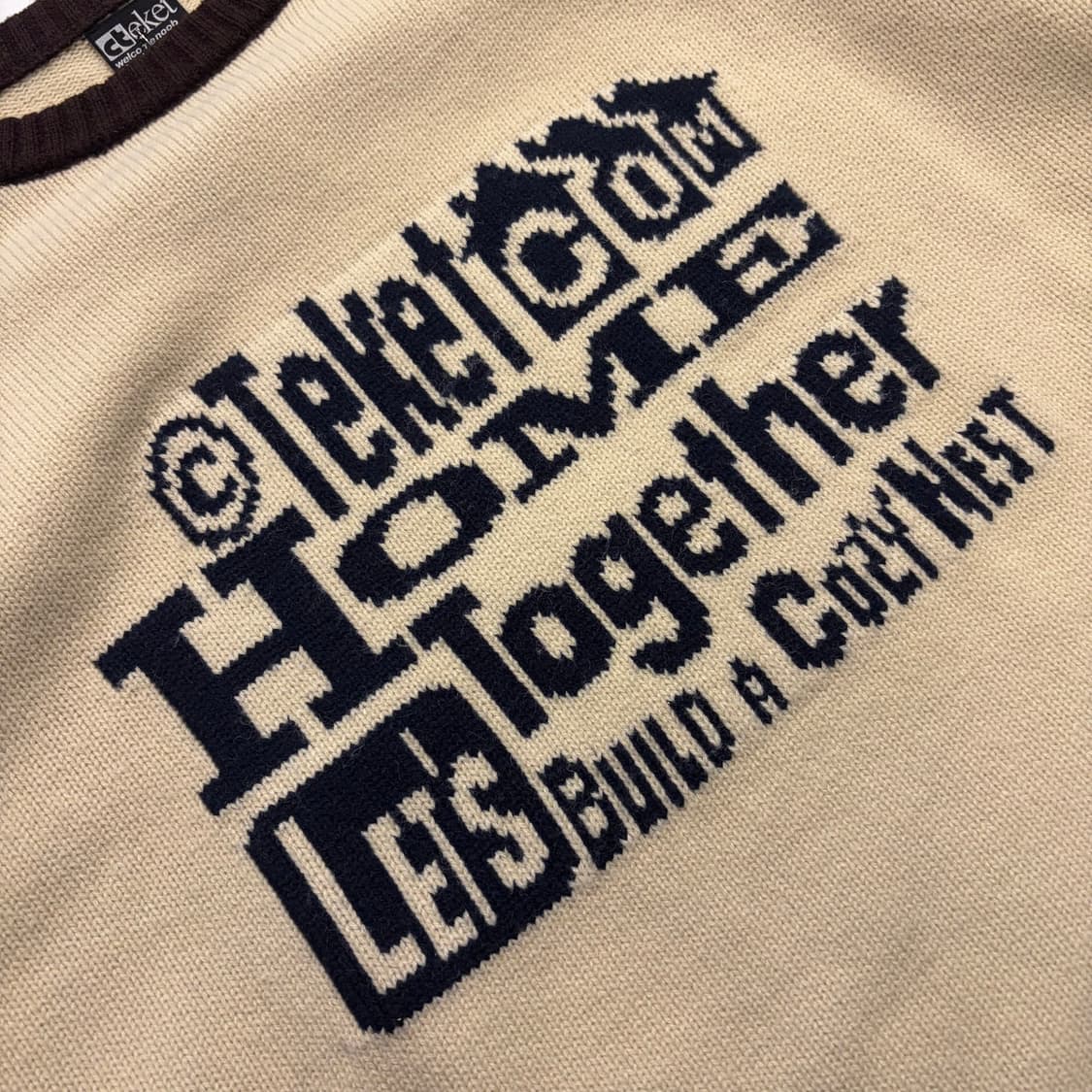 [M] 테켓 나그랑 배색 니트 스웨터 브라운 D292 상품이미지4