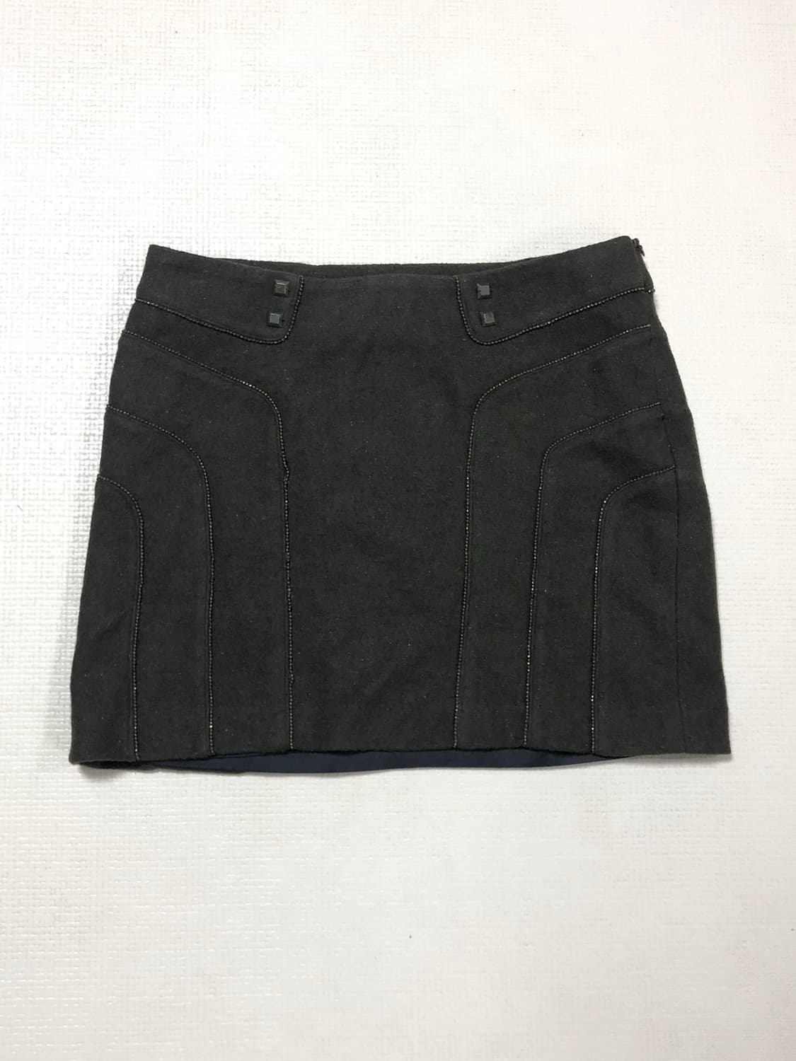 빈티지 다크 올리브 울 미니 스커트 상품이미지8