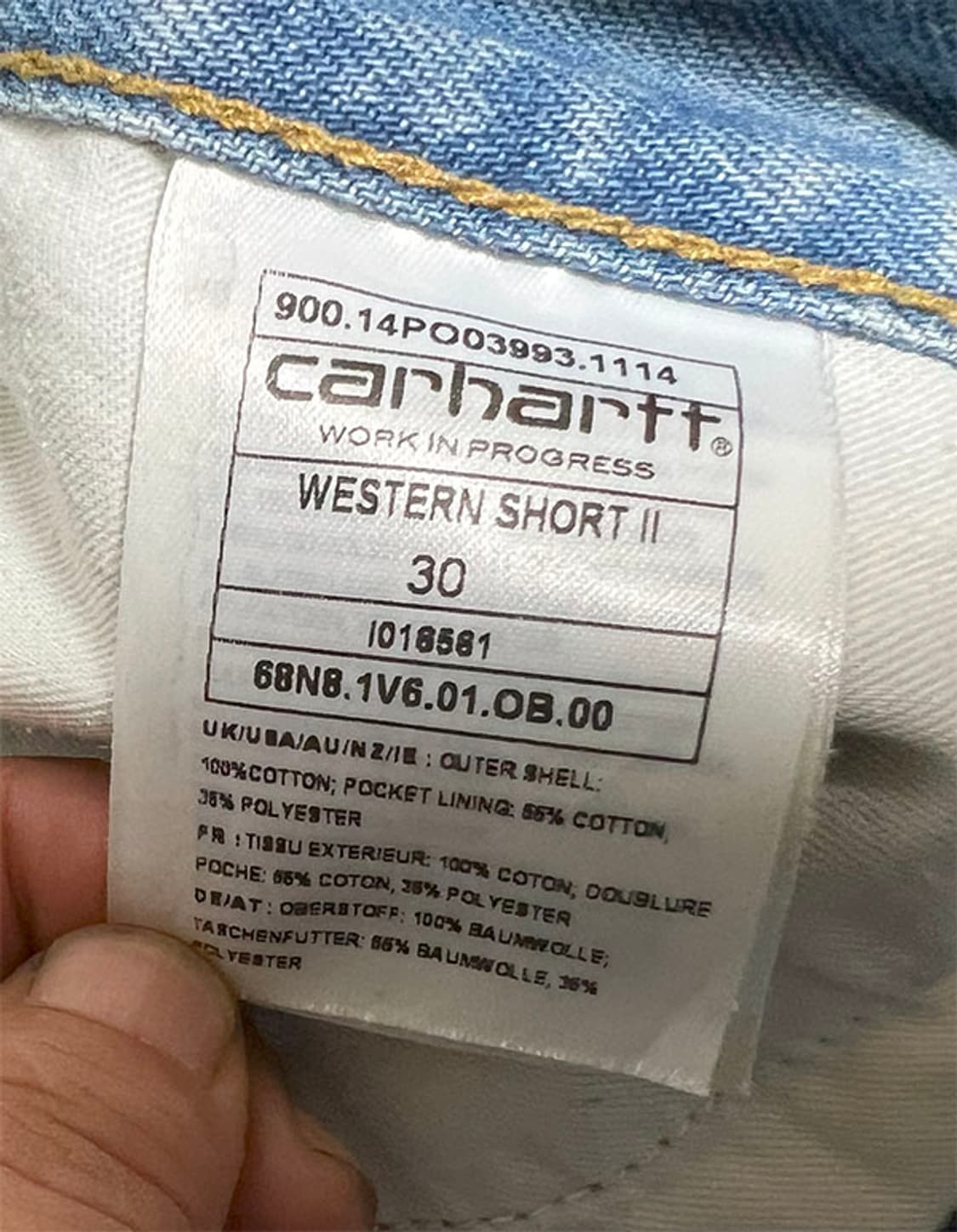 칼하트WIP 남자 청반바지 캐주얼 스판없음 롤업 L 32 상품이미지4