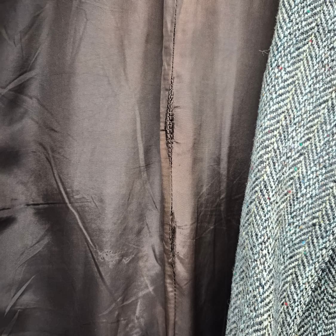 헤리스트위드 헤링본 패턴 브라운 자켓 남성 M 상품이미지5