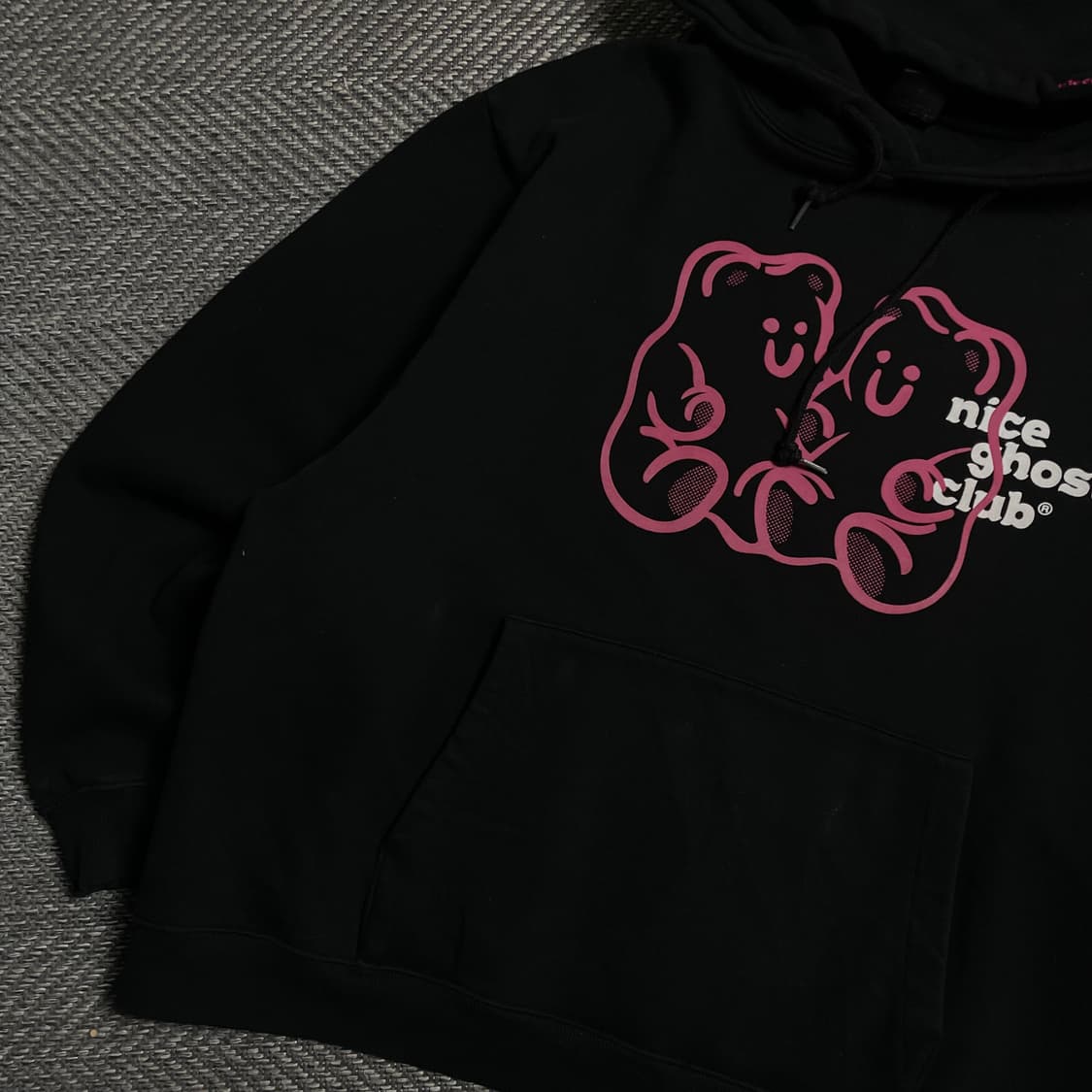 나이스고스트클럽 구미 베어&로고 박시핏 후드 집업 블랙y 5351 상품이미지4