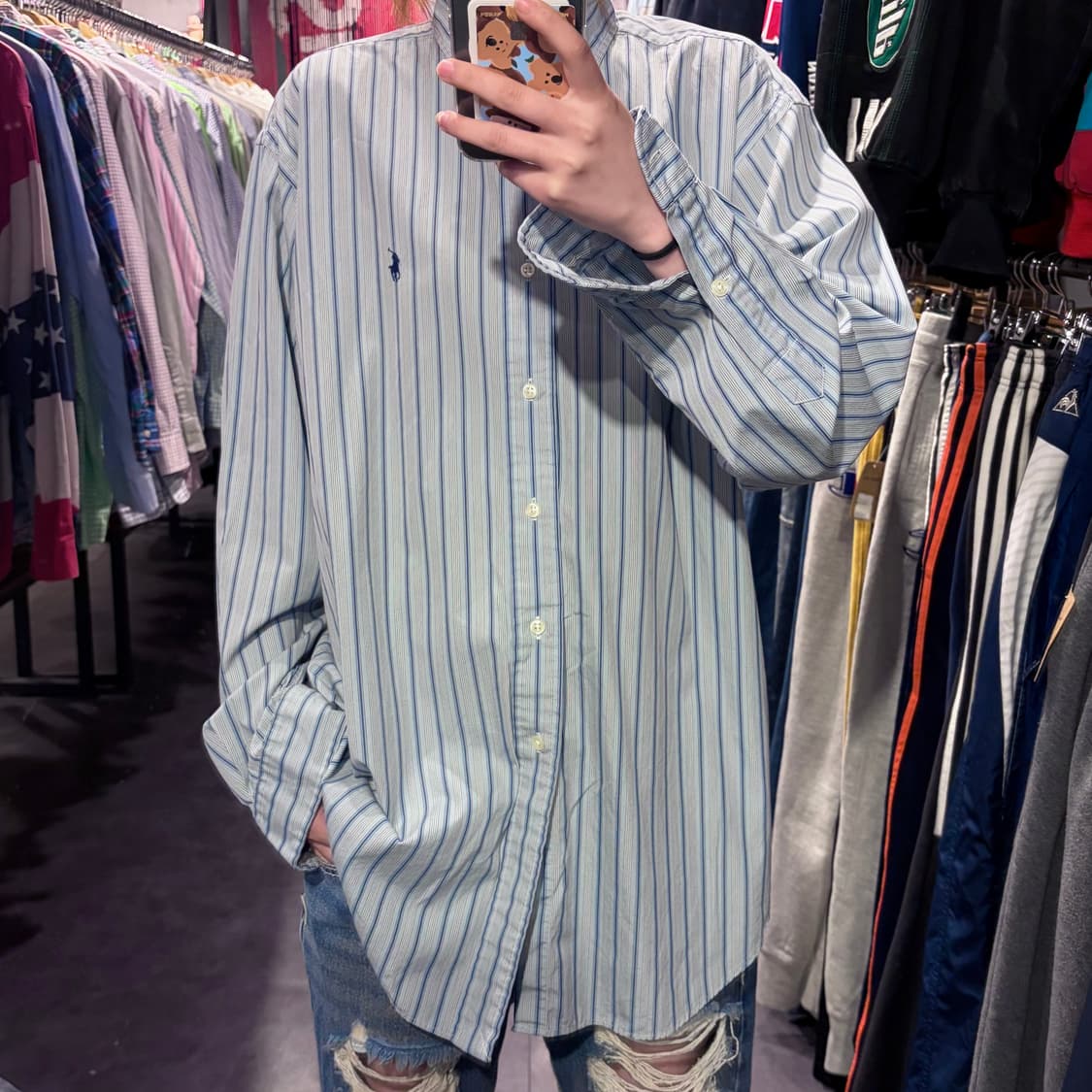 [IM]폴로 랄프로렌 스트라이프 셔츠 블루 상품이미지1