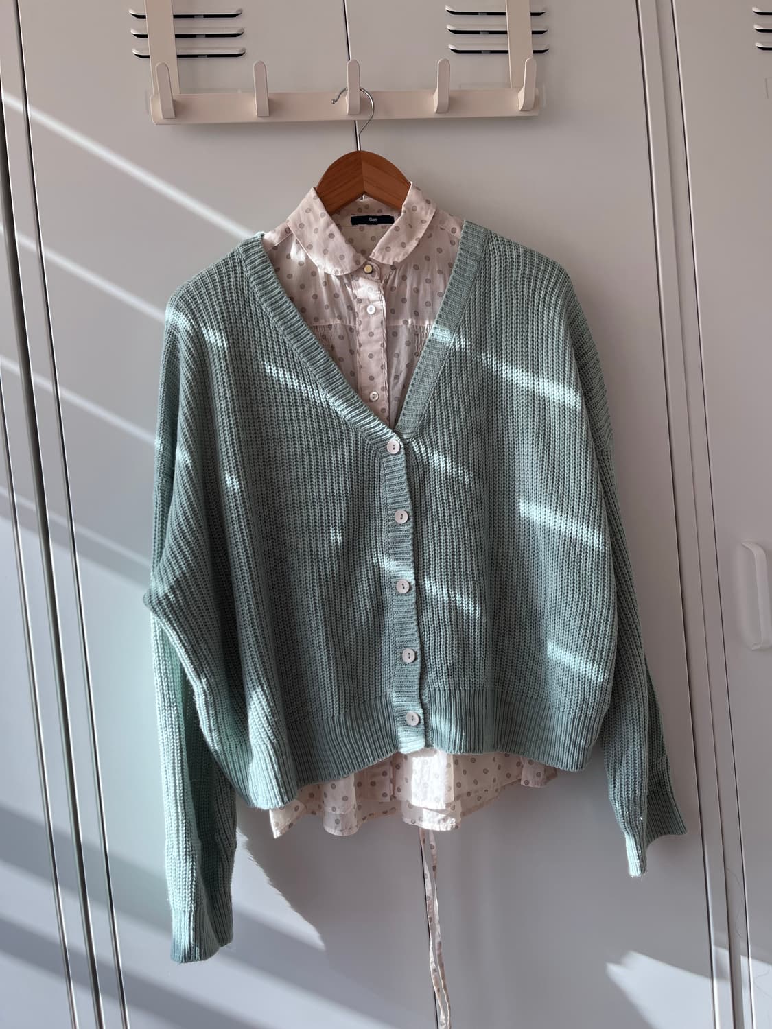 Vintage 민트 브이넥 여리핏 니트 가디건 상품이미지2