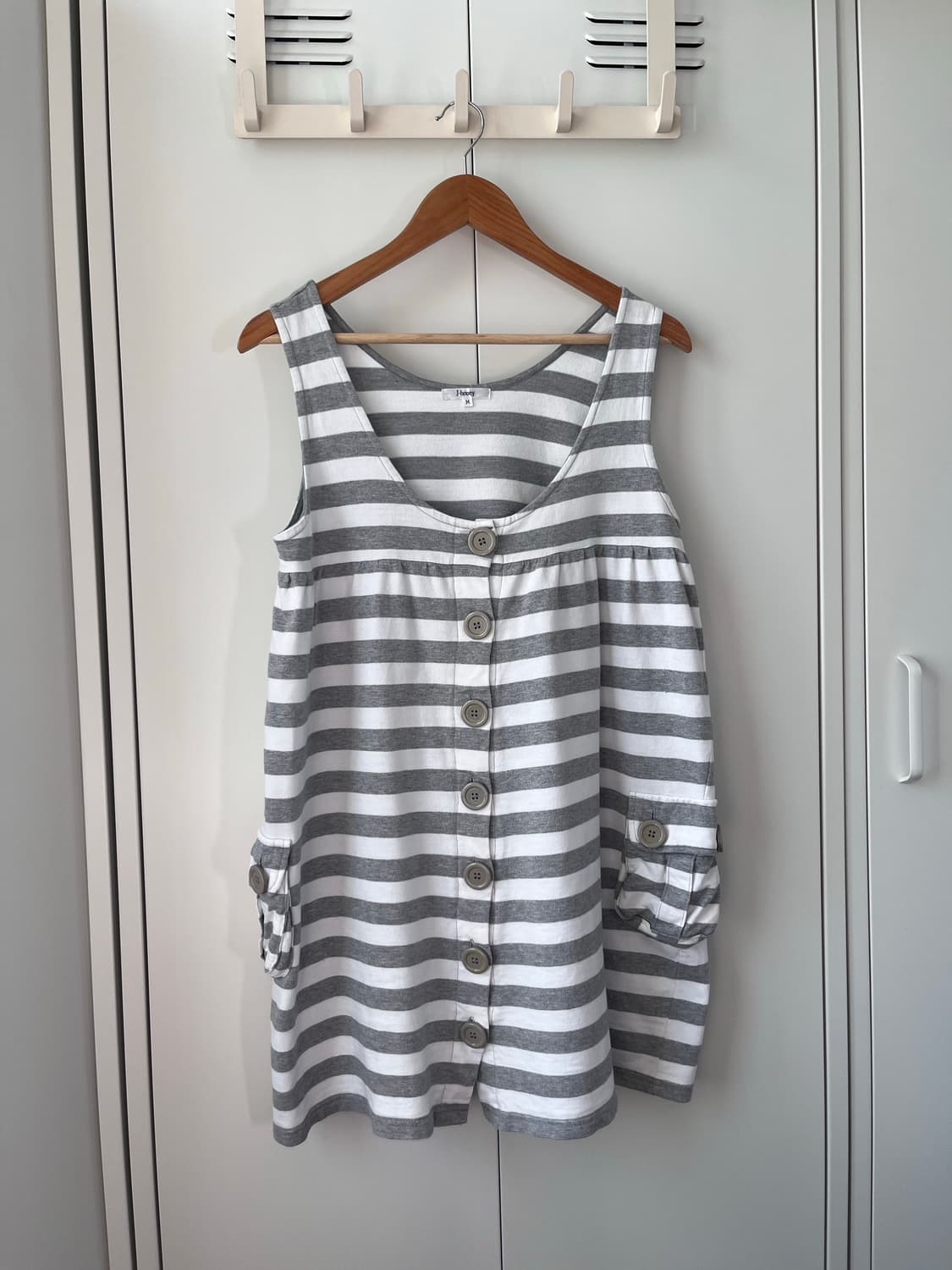 J-honey 단추 스트라이프 핀턱 나시 원피스 상품이미지5