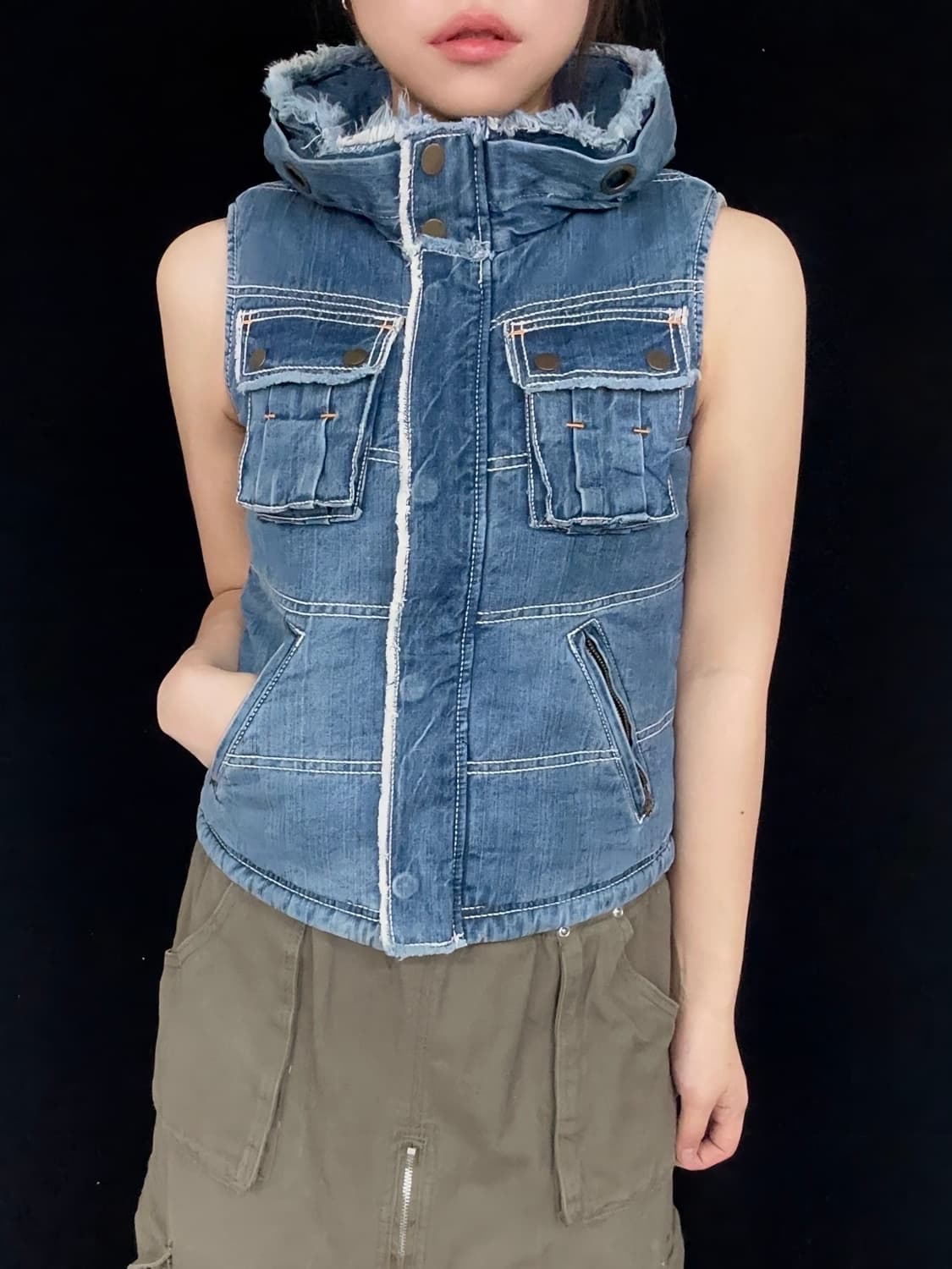 denim pocket jumper vest 상품이미지1