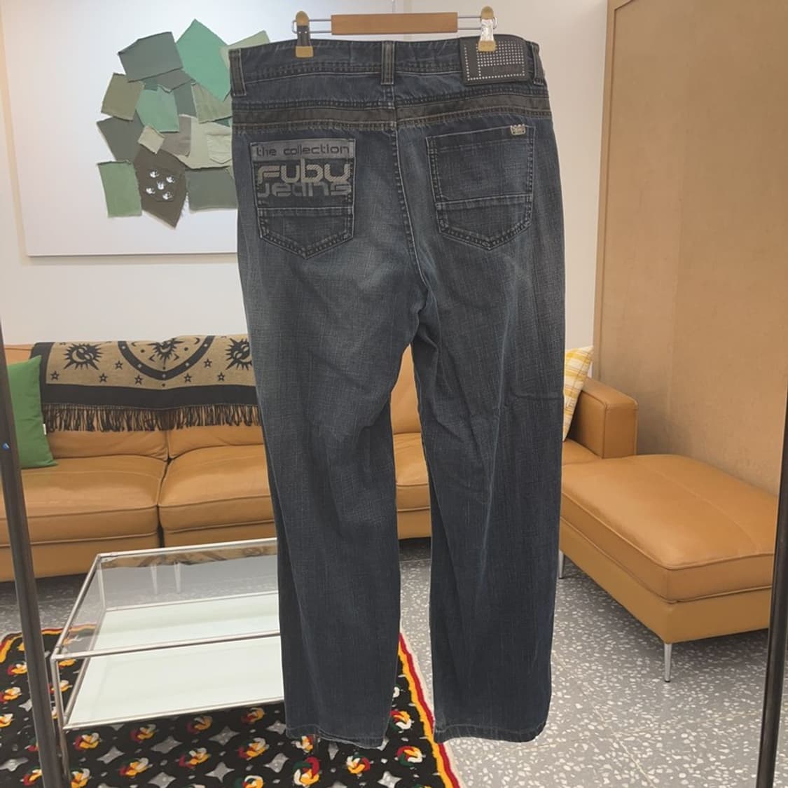 푸부 올드스쿨 빈티지 Y2K 로고플레이 데님팬츠 35인치 C06636 상품이미지4