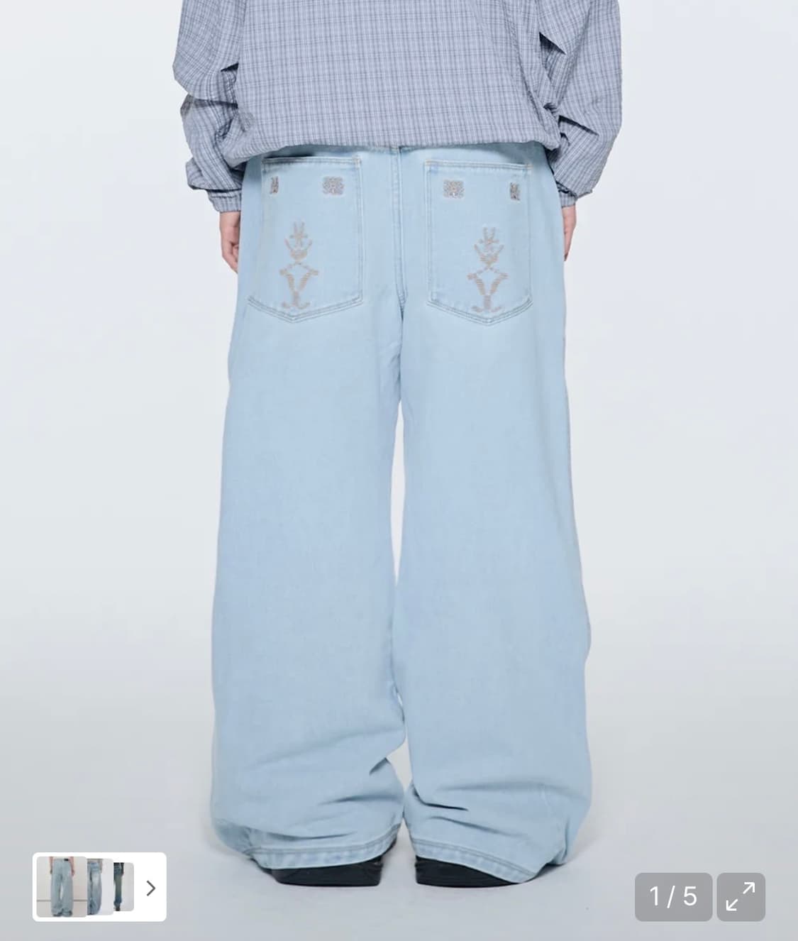 더콜디스트모먼트 ethnic denim pants 연청 와이드 데님 상품이미지1