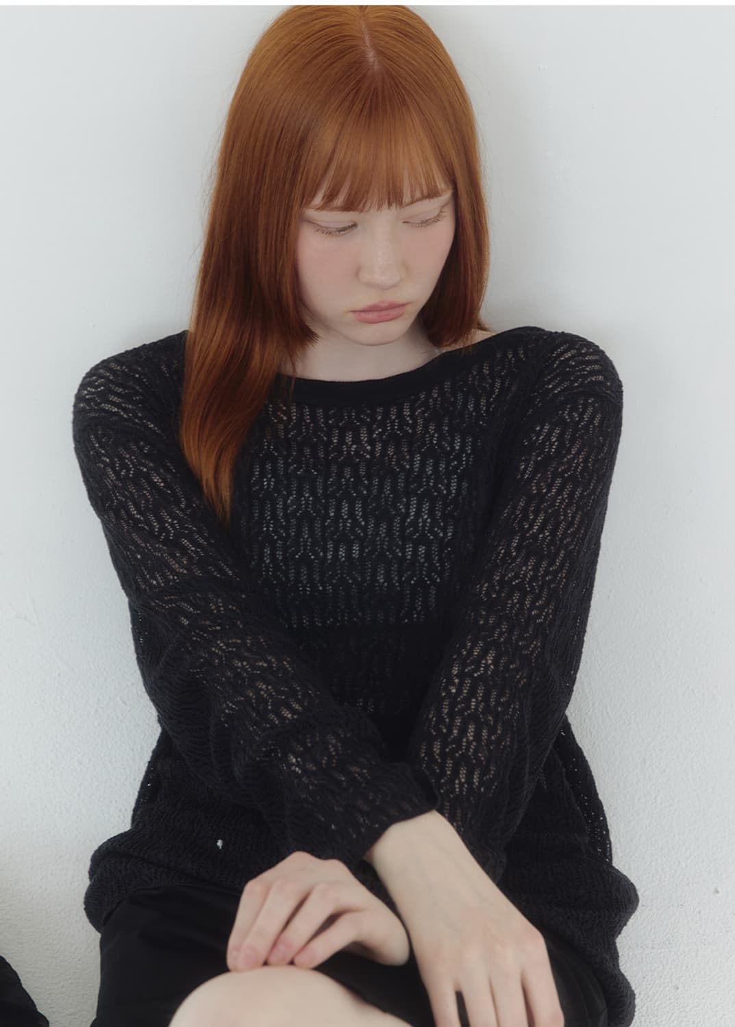 (새상품) 미케네 이리나 오버핏 넷팅 니트 블랙 상품이미지3