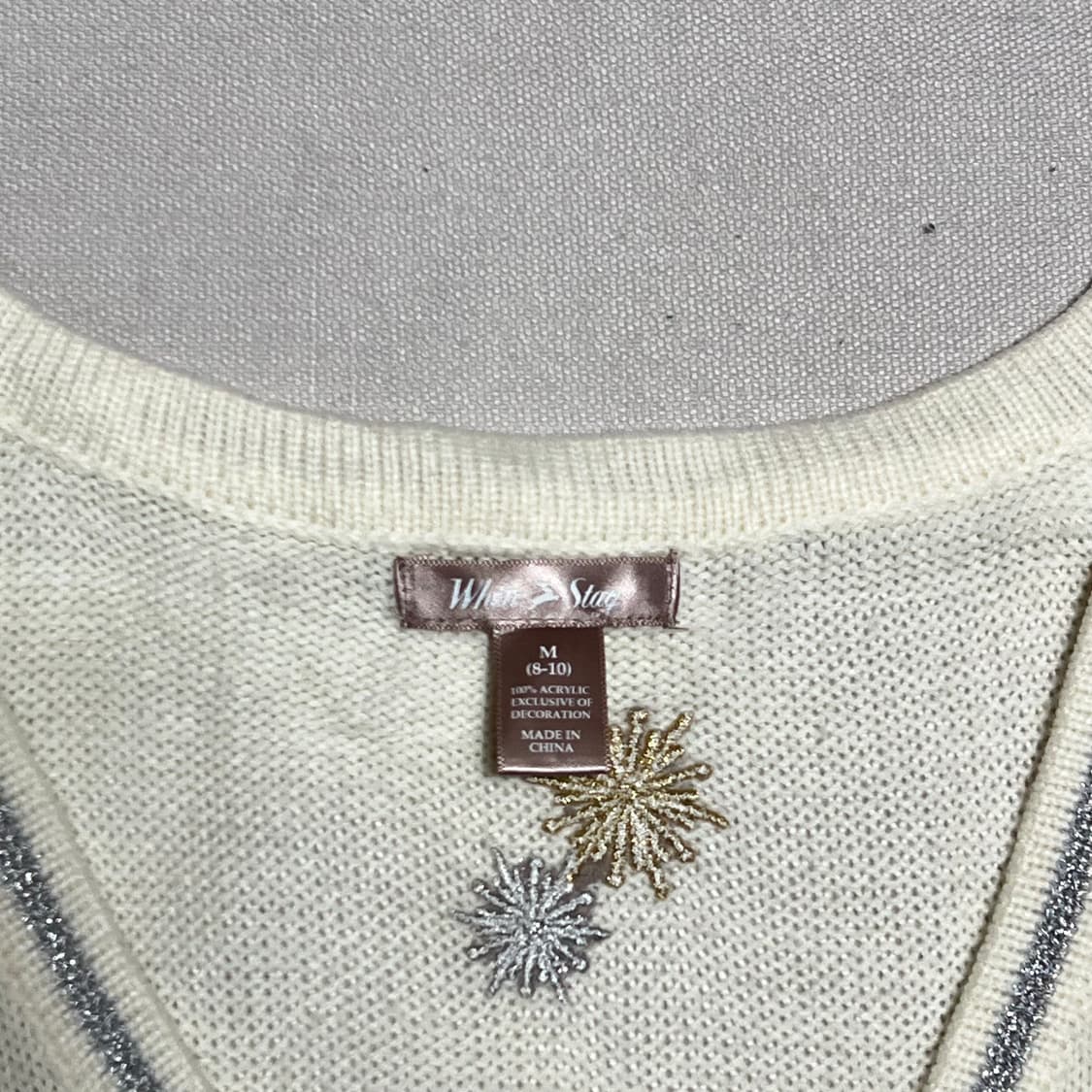 M 화이트 스태그 스노우맨 자수 니트 베스트 상품이미지4