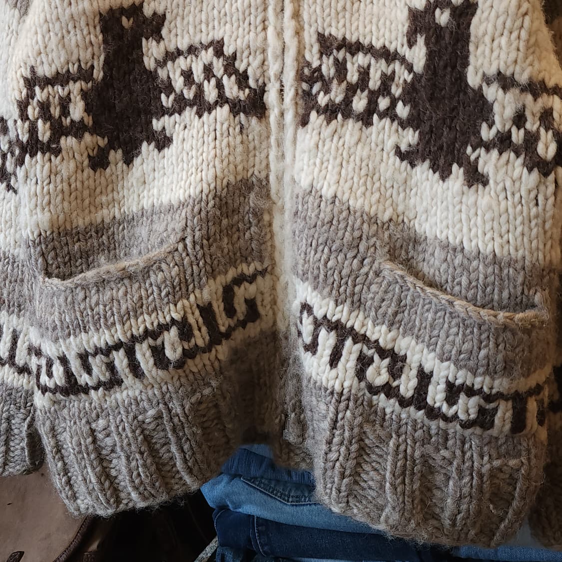 빈티지 코위찬 헤비울 니트 썬더버드 집업 니트 L 상품이미지5