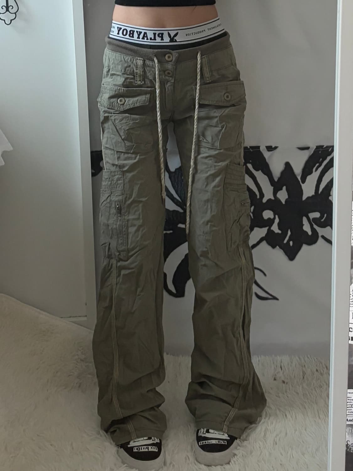• Light khaki low banding cargo pants   상품이미지1