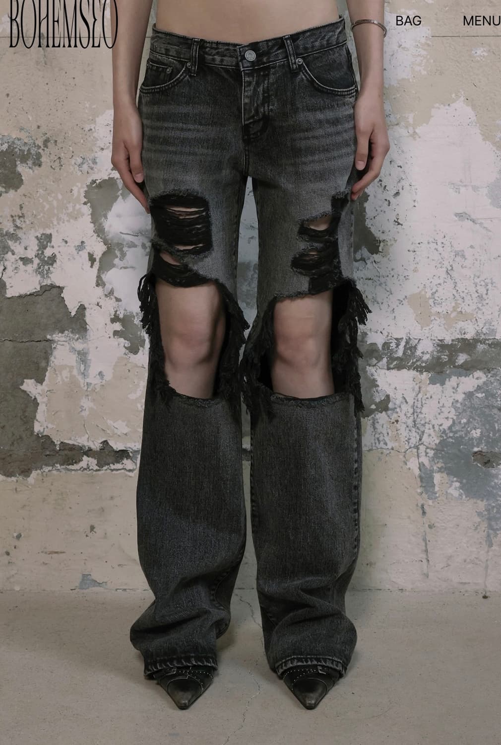 보헤미안서울 DISTRESSED DEEP GRAY JEANS L 상품이미지1
