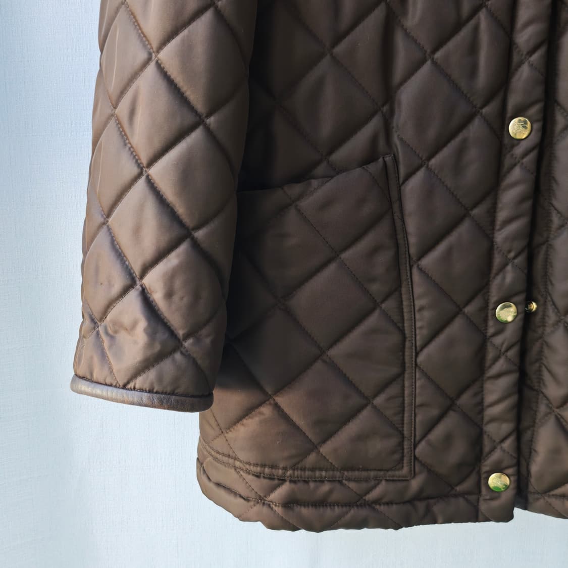 버버리 프로섬 레더 포인트 금장 버튼 다이아몬드 퀼팅 자켓 브라운 46 상품이미지3