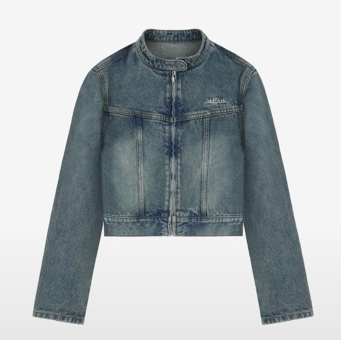 오드스튜디오 워싱 바이커 데님 자켓 크롭  상품이미지1