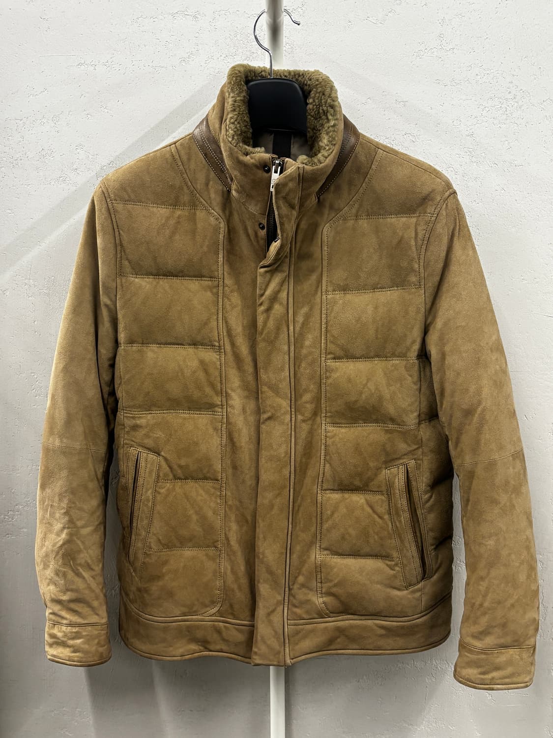 브라운 스웨이드 쉐어링 패딩 자켓 F 상품이미지2