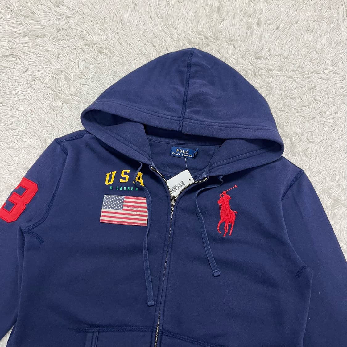 Polo navy USA flag zip-up hoodie 상품이미지5