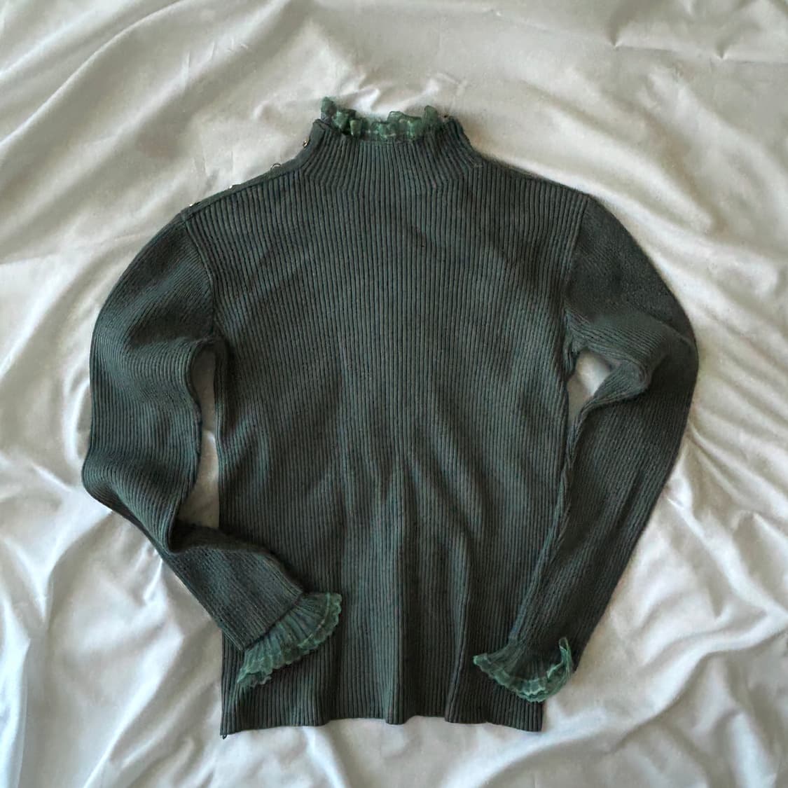 빈티지 레이스 레이어드 목폴라 니트 상품이미지7