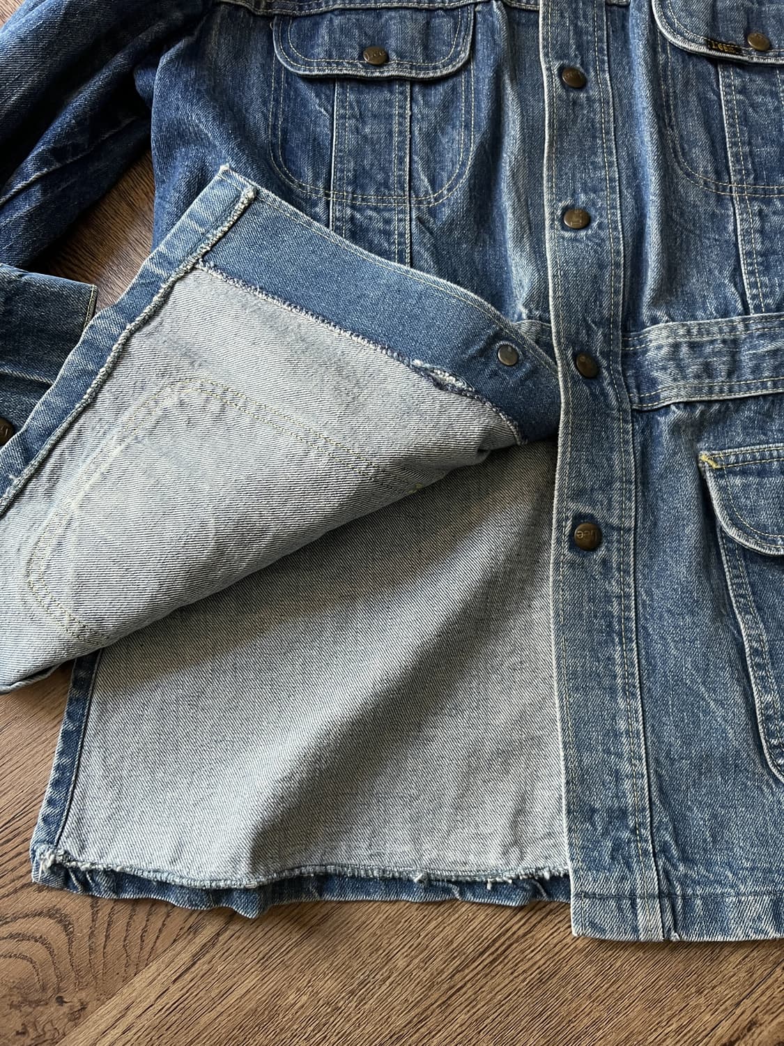 [XL]80's Lee Made in USA 빈티지 워싱 데님 코트 자켓 상품이미지7