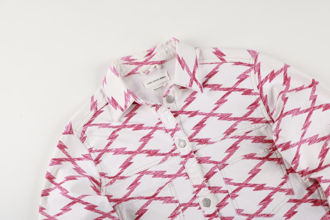 [36] 이자벨마랑 화이트 핑크프린팅 데님 트러커 자켓 상품이미지2