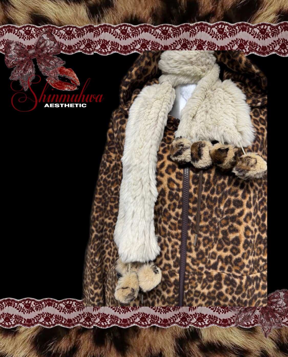 갸루 레오파드 후드집업  상품이미지2